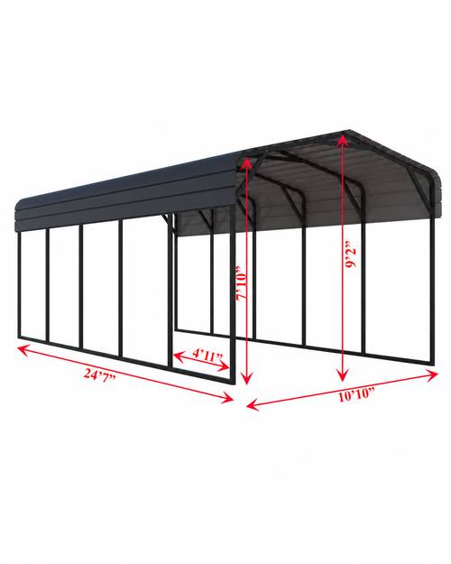 Portable Steel Carport 11' W x 25' L x 9'2" H