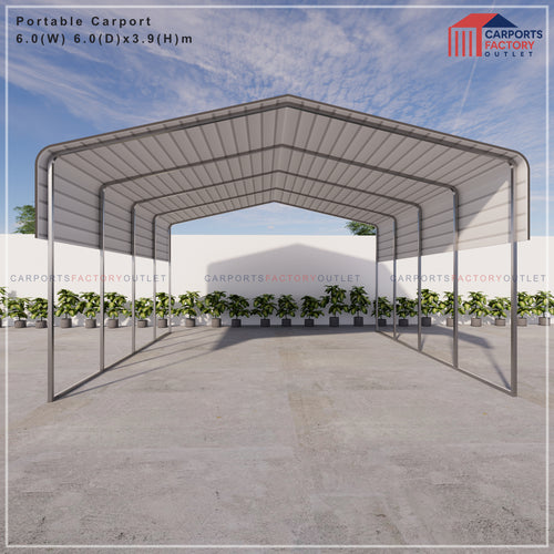 Portable 20' Wide Steel Carport