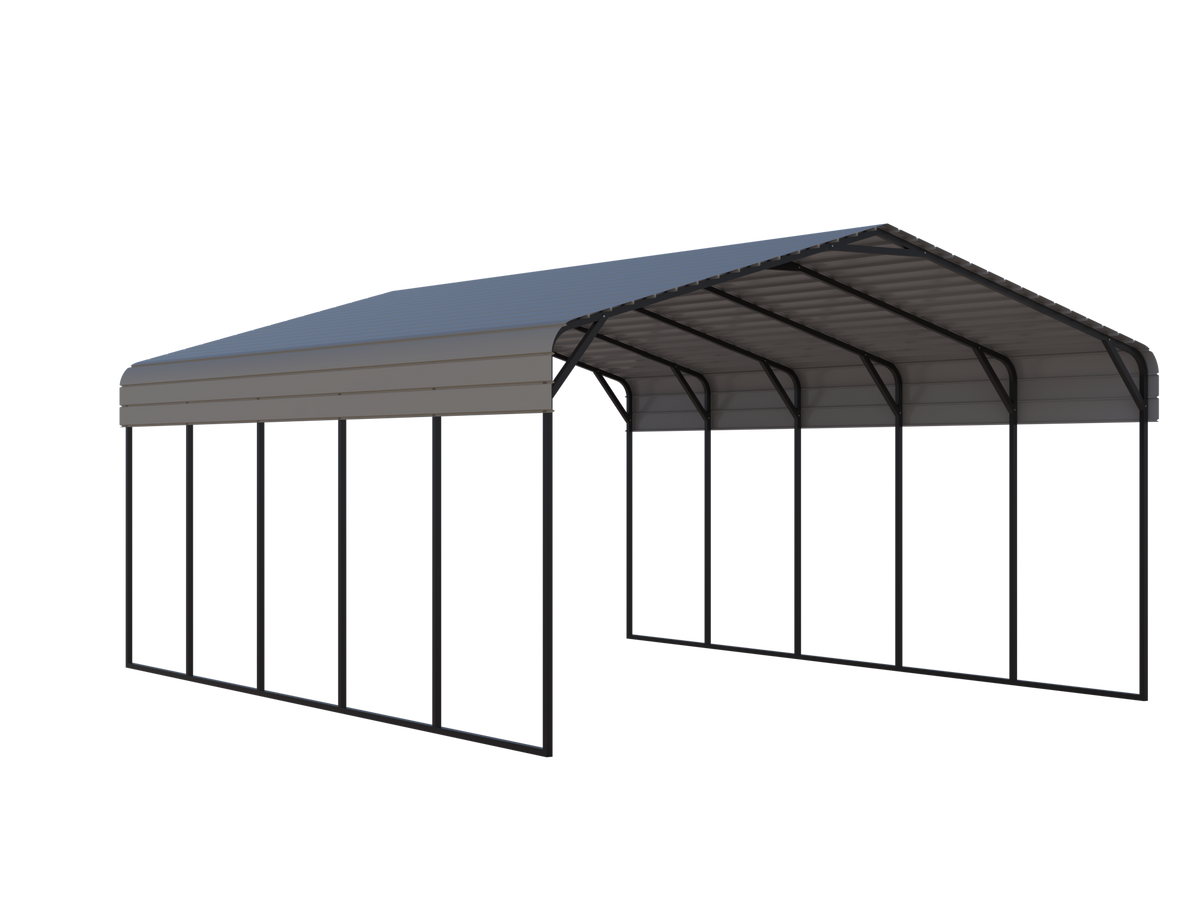 Portable Steel Carport 20' W x 25' L x 12'9" H