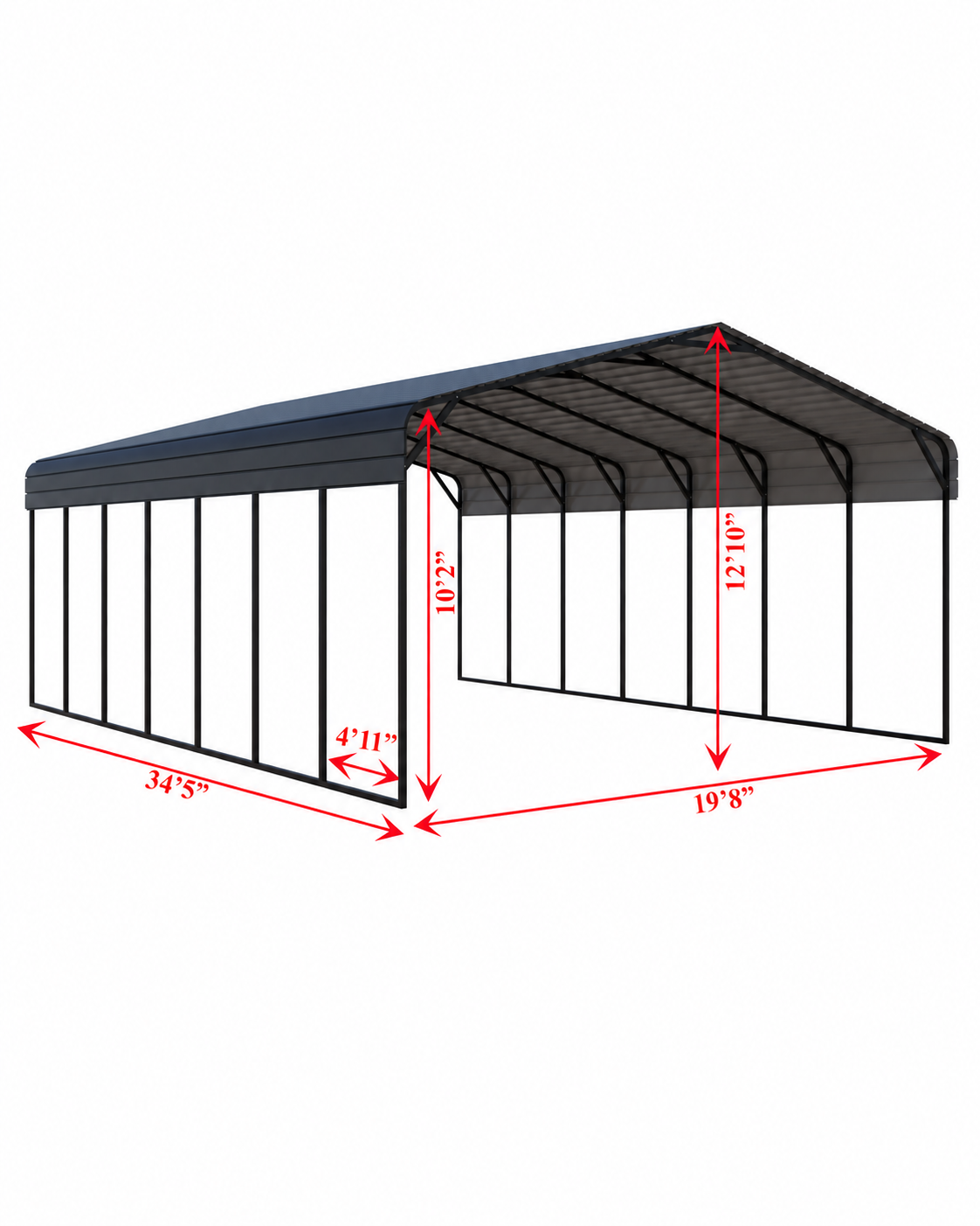Portable Steel Carport 20' W x 35' L x 12'9" H