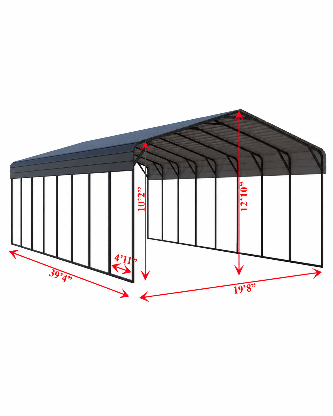 Portable Steel Carport 20' W x 40' L x 12'9"H