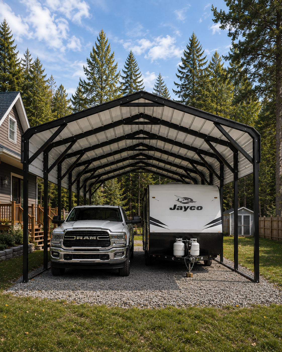 Portable Steel Carport 20' W x 20' L x 12'9" H